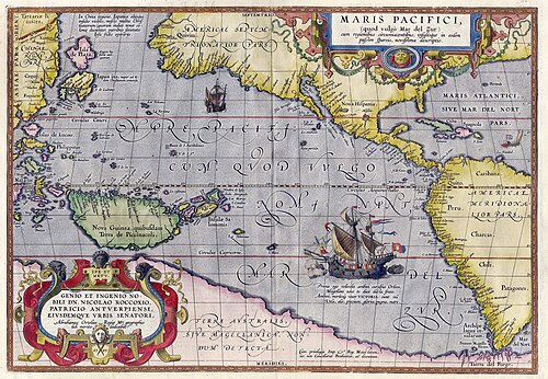 Mapa histórico Maris Pacifici de Ortelius