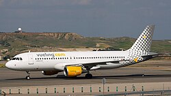 Airbus A320 de la aerolínea española de bajo costo Vueling.