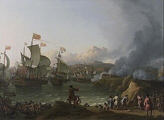 Representación histórica de la batalla naval de Vigo en 1702