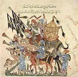 Representación de una caravana de peregrinos en 1213