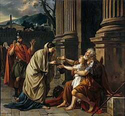 Pintura de Belisario recibiendo limosna por Jacques-Louis David