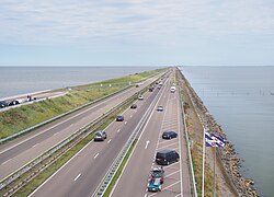 Vista del dique Afsluitdijk