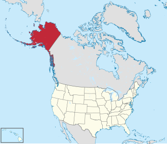 Mapa que muestra la ubicación geográfica de Alaska en el extremo noroccidental de América del Norte.