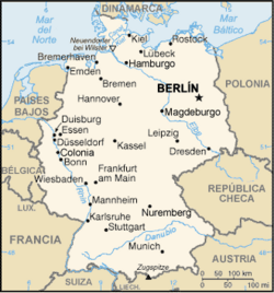 Mapa de las principales ciudades de Alemania