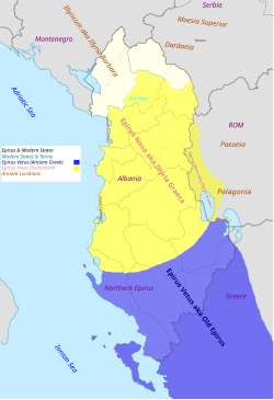 Las provincias romanas de Epirus vetus y Epirus nova en relación con los límites modernos