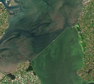Vista de satélite del Afsluitdijk
