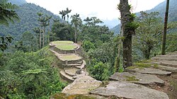 Restos arqueológicos de piedra en Ciudad Perdida, Sierra Nevada de Santa Marta