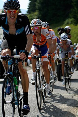 Bradley Wiggins en una etapa de montaña