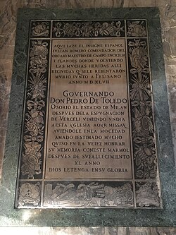 Lápida sepulcral en la iglesia de San Jaime de la Victoria