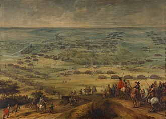 Pintura al óleo que representa la Batalla de Honnecourt por Pieter Snayers.