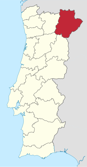 Mapa de localización del distrito de Braganza en Portugal