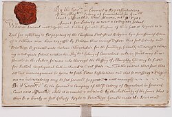 Carta de creación de la Collegiate School, 9 de octubre de 1701
