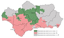 Mapa de distribución de seseo y ceceo en Andalucía