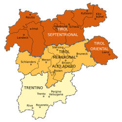 Mapa de la Eurorregión de Tirol-Südtirol/Alto Adigio-Trentino
