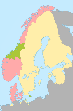 Mapa de Suecia y Dinamarca-Noruega en 1658