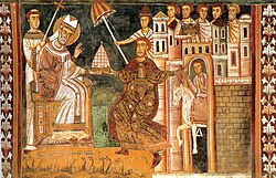 Fresco medieval de la capilla de San Silvestre en la Basílica de los Cuatro Santos Coronados