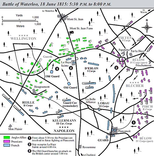 Mapa operacional de la batalla entre las 17:30 y las 20:00 horas.