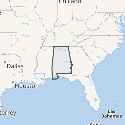Mapa político y físico general de Alabama
