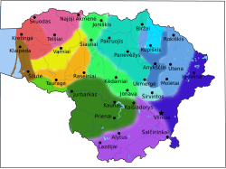 Mapa de los dialectos del lituano