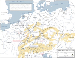 Mapa de la marcha del Duque de Marlborough hacia el Danubio