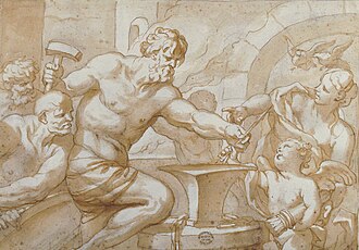 Venere e Cupido nella fucina di Vulcano