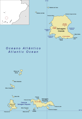 Mapa de las islas Salvajes