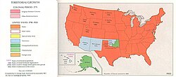 Mapa histórico de los Estados Unidos en 1900 indicando extensiones de territorios no organizados.