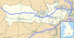Mapa de localización que muestra a Reading dentro del condado de Berkshire