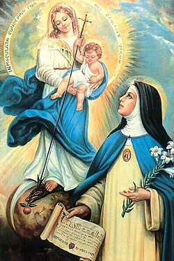 Santa Beatriz de Silva junto al misterio de la Inmaculada Concepción