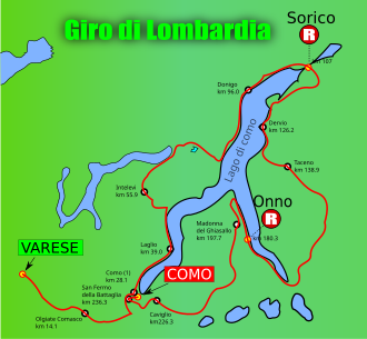 Mapa y datos del Giro de Lombardía 2009