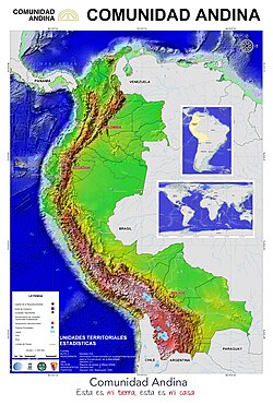 Mapa oficial de los países miembros de la Comunidad Andina