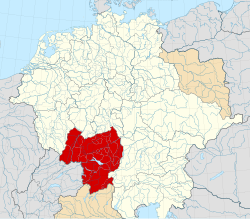 Mapa del Ducado de Suabia en el contexto del reino alemán