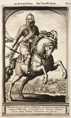 Retrato de Mauricio de Nassau, Príncipe de Orange, extraído de Historien der Nederlanden