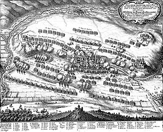 Disposición de los ejércitos en la Batalla de Alerheim según Matthäus Merian