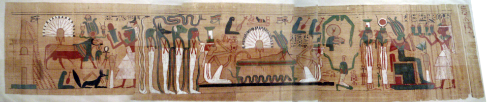 Papiro egipcio que describe el viaje después de la muerte hallado en el Museo Egipcio de Berlín.