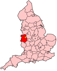 Localización del condado de Shropshire en rojo