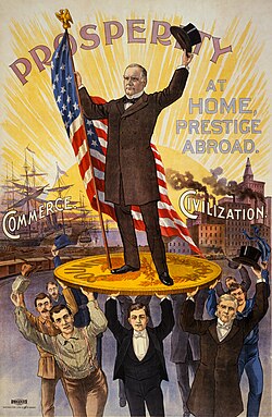 William McKinley en campaña basada en el Patrón oro