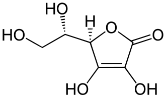Representación molecular del ácido ascórbico