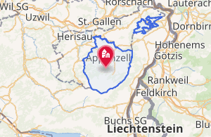 Mapa de localización del cantón de Appenzell Rodas Interiores en Suiza