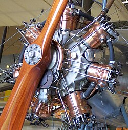 Motor de avión de 1915 con disposición radial
