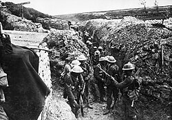 Primer batallón de los Fusileros de Lancashire en una trinchera