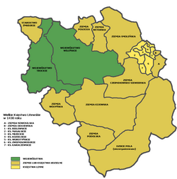 Mapa del Gran Ducado de Lituania hacia 1430