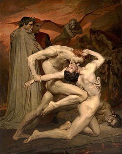 Dante y Virgilio en el infierno, obra temprana de Bouguereau de 1850