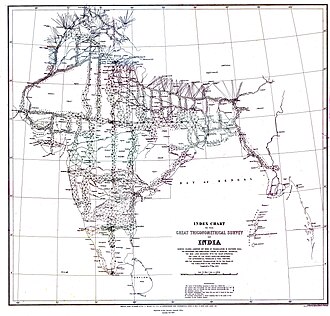 Mapa histórico del proyecto de topografía de la India