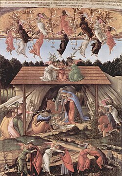 Natividad mística pintada por Sandro Botticelli en el año 1501.