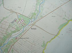Un mapa catastral de la villa de Pielnia de 1852 en el Imperio austríaco