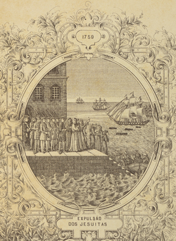 Grabado de la expulsión de los jesuitas del Reino de Portugal (1759).