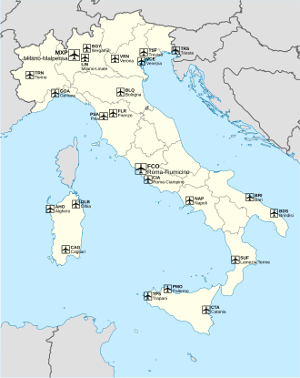 Distribución de aeropuertos italianos