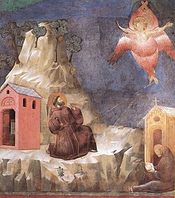 Fresco en la Basílica de Asís que ilustra la estigmatización de san Francisco.