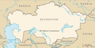 Ubicación del cosmódromo en la región de Kyzylorda